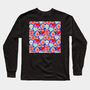 Sacred hearts on the bright galaxy background Long Sleeve T-Shirt
